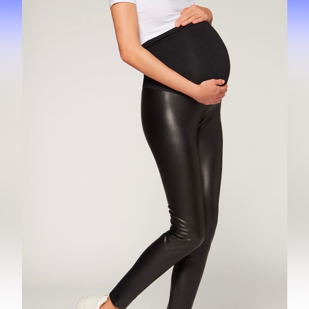 Coated Effect Maternity Leggings
